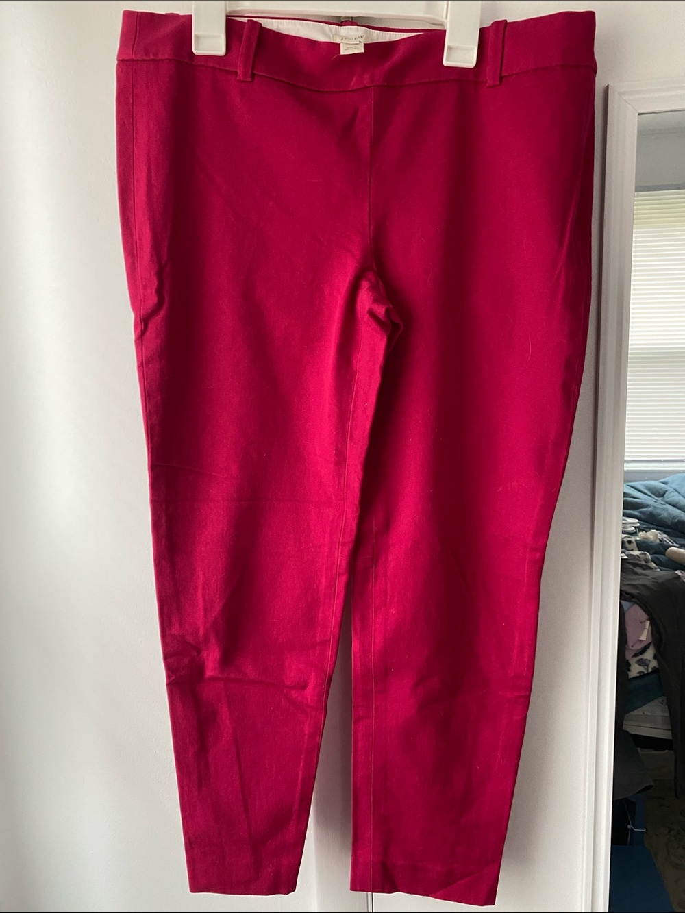J. Crew Slim Ankle Pants in Berry Red
